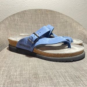 Mephisto Helen tong sandals size 39 blue cork comfort